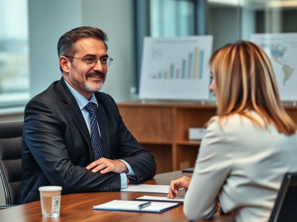 An experienced professional in a job interview with a manager