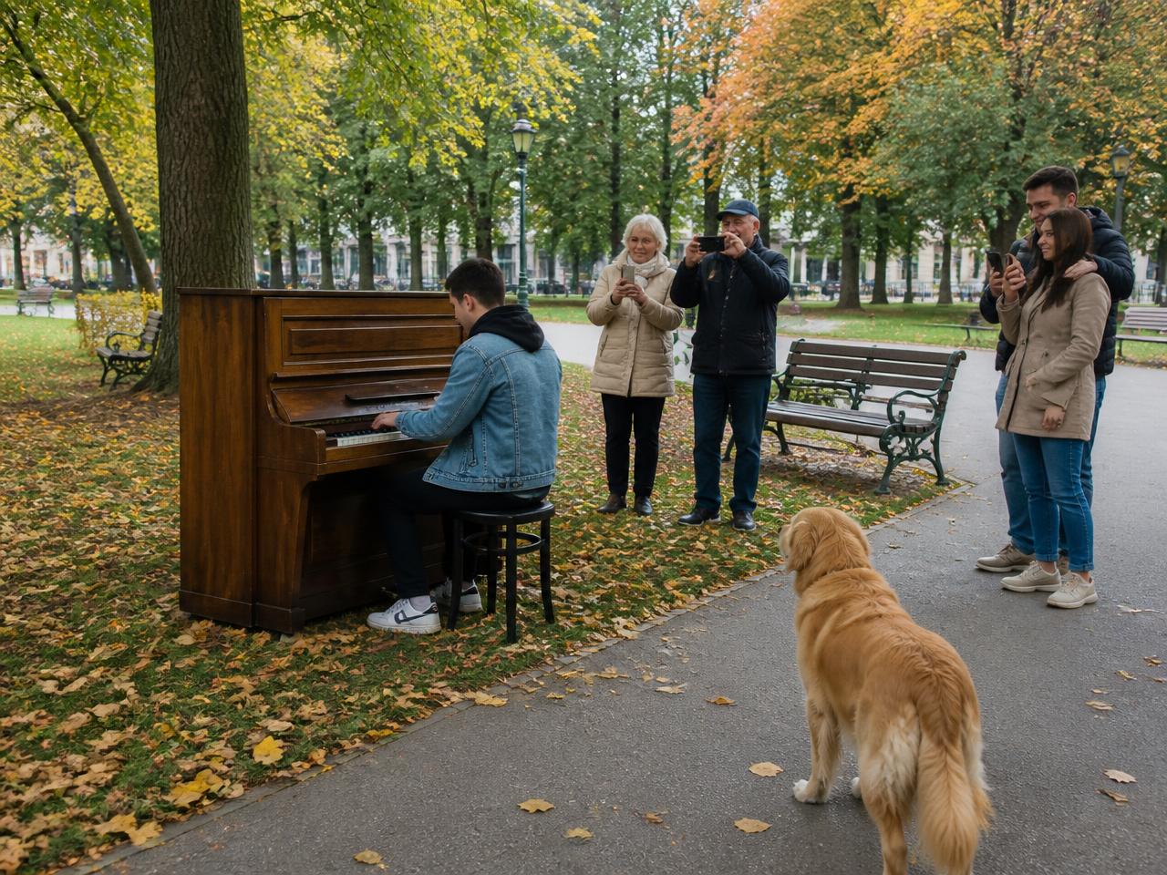 CELPIP Speaking Task 8 scene: a city park in autumn